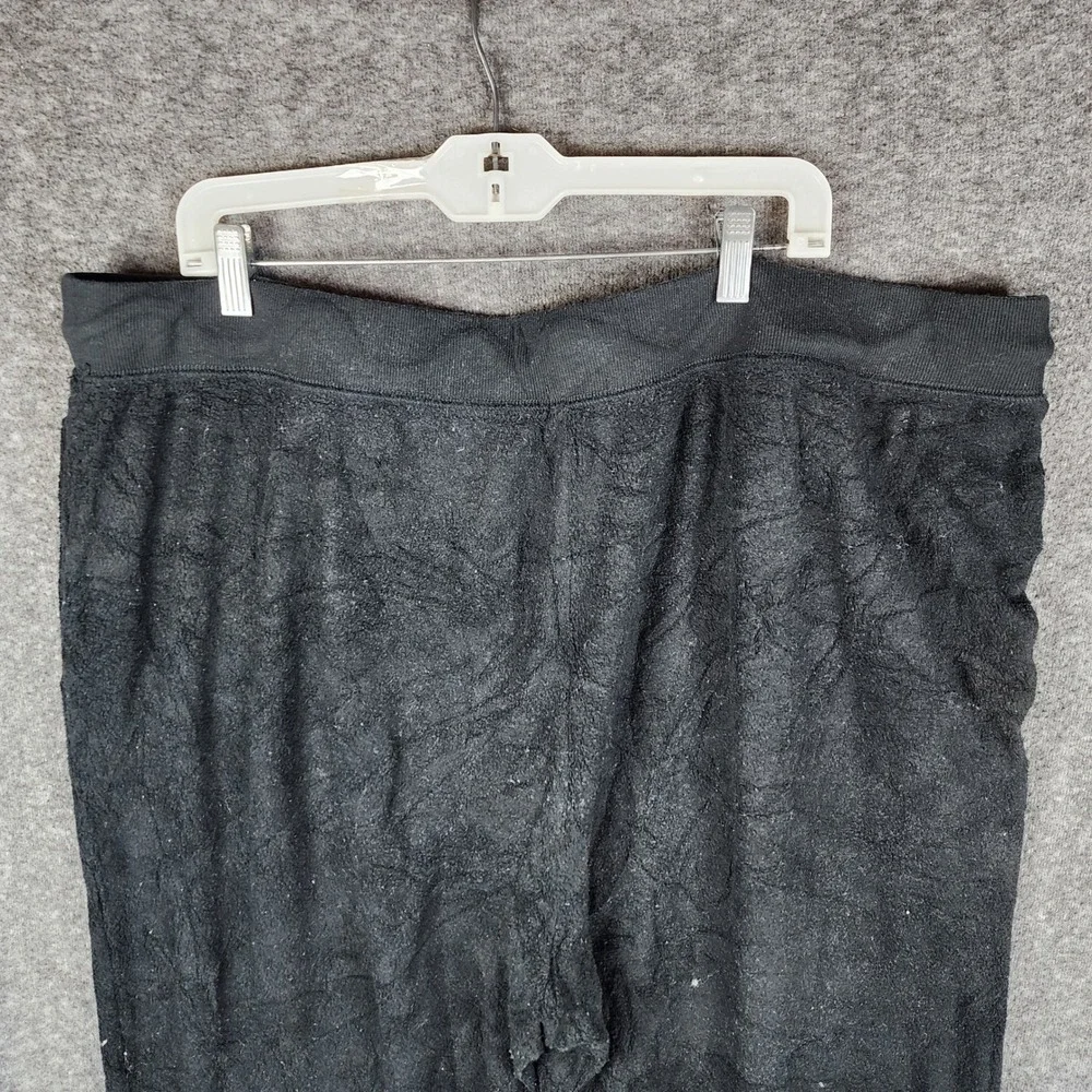 Aerie Lounge Pants Mens 2XL Black Wide Leg Textured Terry Drawstring Pajamas